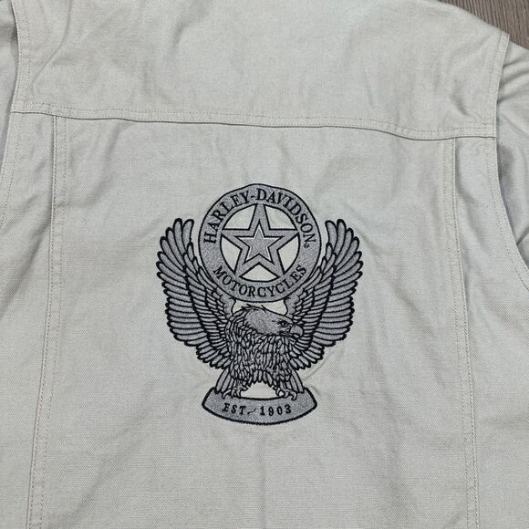 Harley Davidson Women’s Embroidered Riding Jacket Canvas Tan Size Large - Picture 7 of 7